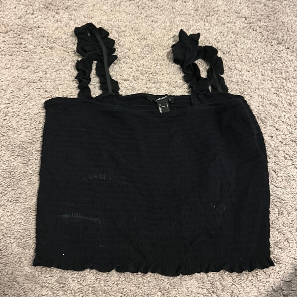 black ruffle tank top